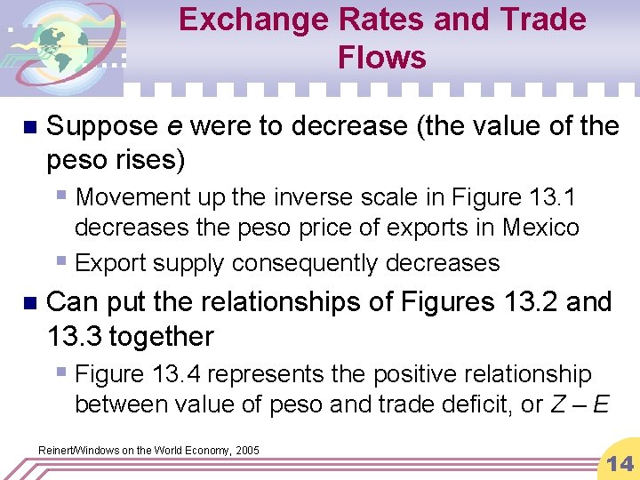 Exchange Rates and Trade Flows n Suppose e were to decrease (the value of