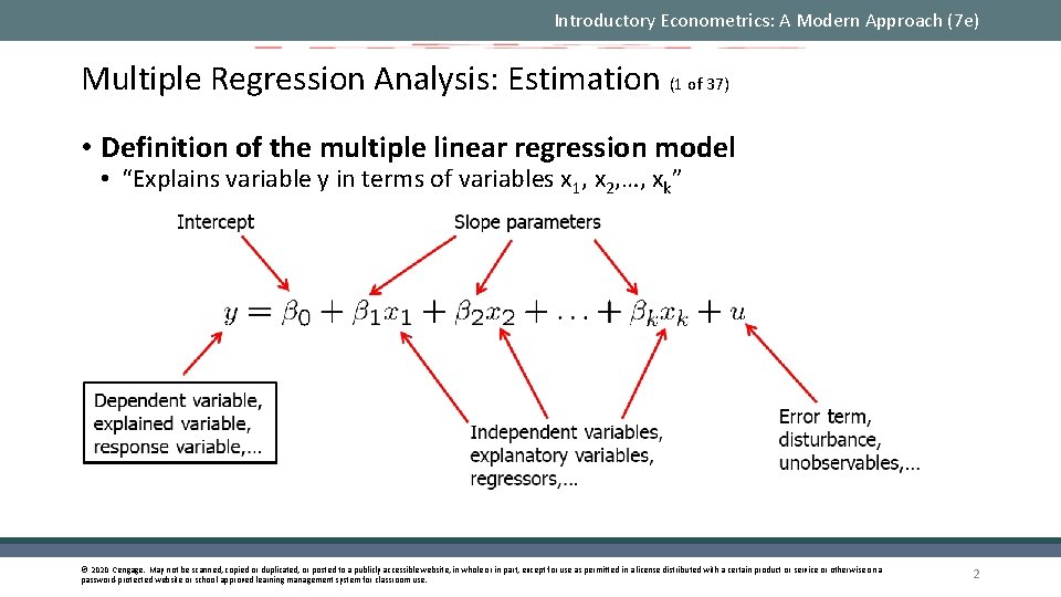 Introductory Econometrics: A Modern Approach (7 e) Multiple Regression Analysis: Estimation (1 of 37)