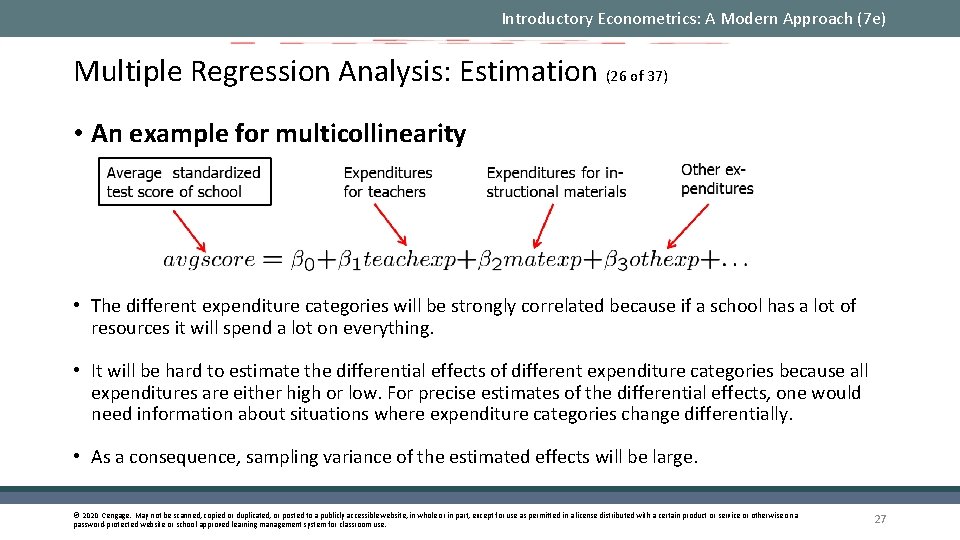 Introductory Econometrics: A Modern Approach (7 e) Multiple Regression Analysis: Estimation (26 of 37)