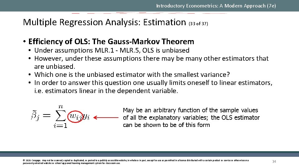 Introductory Econometrics: A Modern Approach (7 e) Multiple Regression Analysis: Estimation (33 of 37)