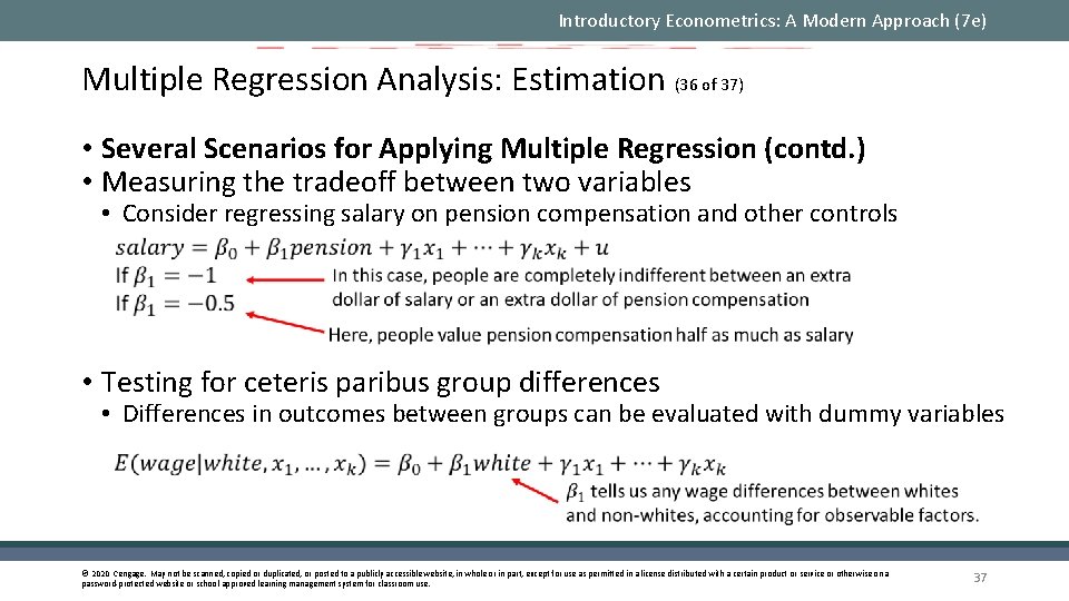 Introductory Econometrics: A Modern Approach (7 e) Multiple Regression Analysis: Estimation (36 of 37)