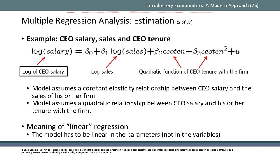 Introductory Econometrics: A Modern Approach (7 e) Multiple Regression Analysis: Estimation (5 of 37)