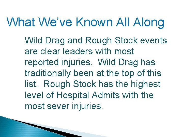 What We’ve Known All Along Wild Drag and Rough Stock events are clear leaders