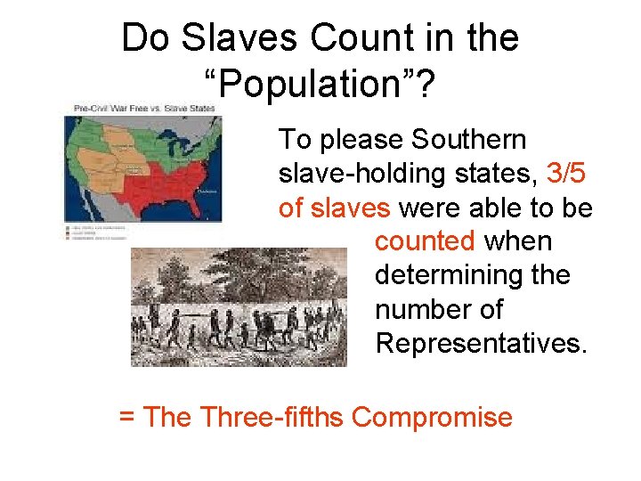 Do Slaves Count in the “Population”? To please Southern slave-holding states, 3/5 of slaves