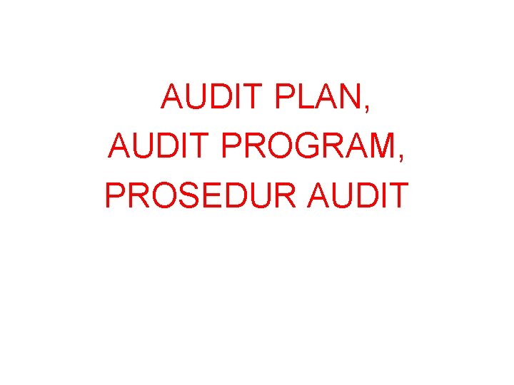 AUDIT PLAN, AUDIT PROGRAM, PROSEDUR AUDIT 