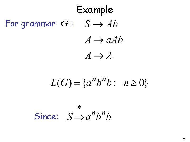 Example For grammar : Since: 29 