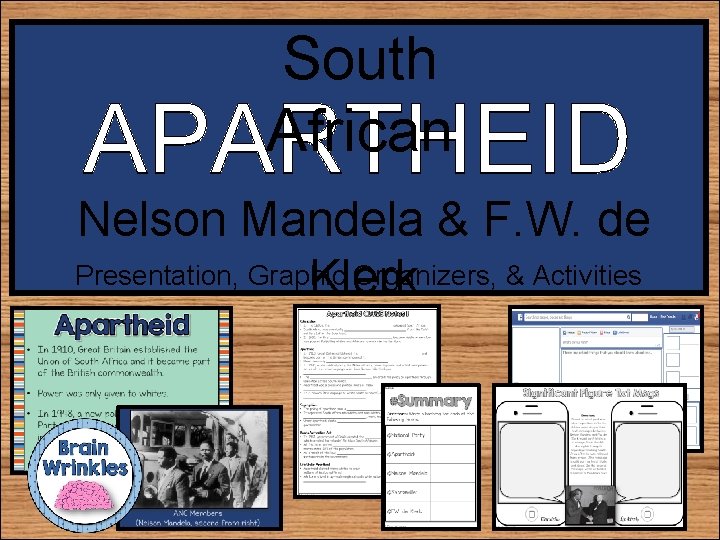 South African APARTHEID Nelson Mandela & F. W. de Presentation, Graphic Organizers, & Activities