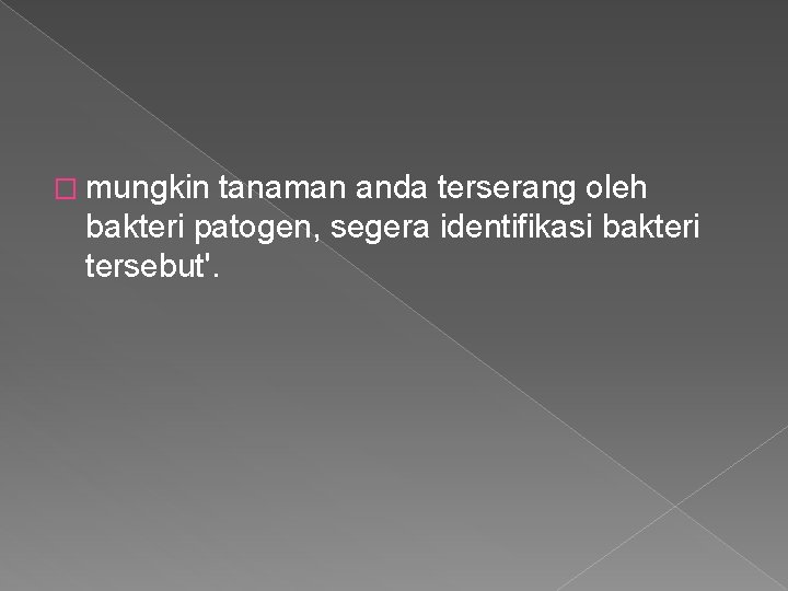 � mungkin tanaman anda terserang oleh bakteri patogen, segera identifikasi bakteri tersebut'. 