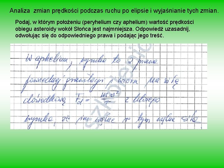 Analiza zmian prędkości podczas ruchu po elipsie i wyjaśnianie tych zmian. Podaj, w którym