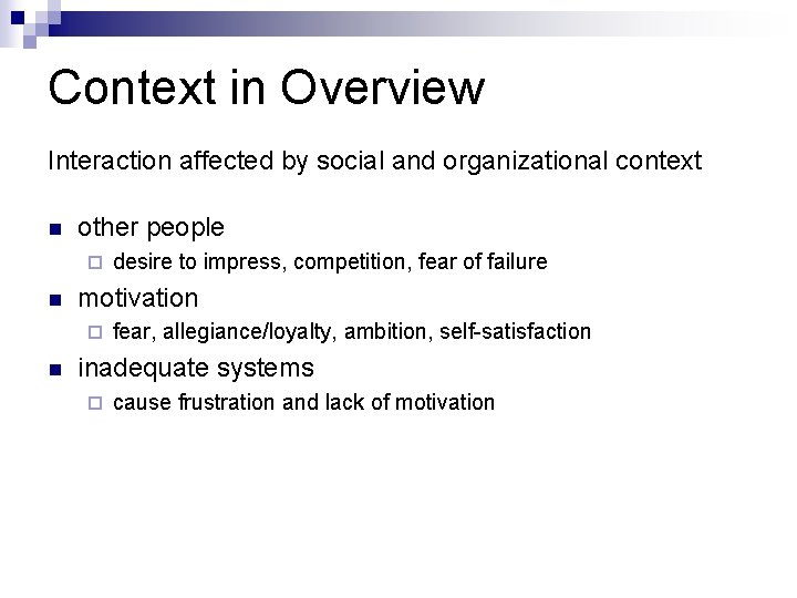 Lecture 6 Context 1 Todays Outline n Context