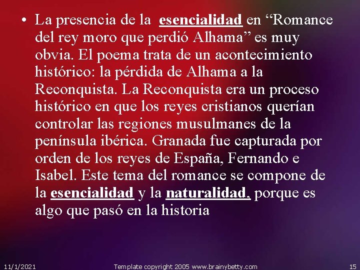  • La presencia de la esencialidad en “Romance del rey moro que perdió