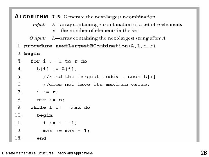 Discrete Mathematical Structures: Theory and Applications 28 