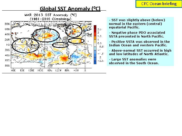 Global SST Anomaly (0 C) CPC Ocean briefing - SST was slightly above (below)