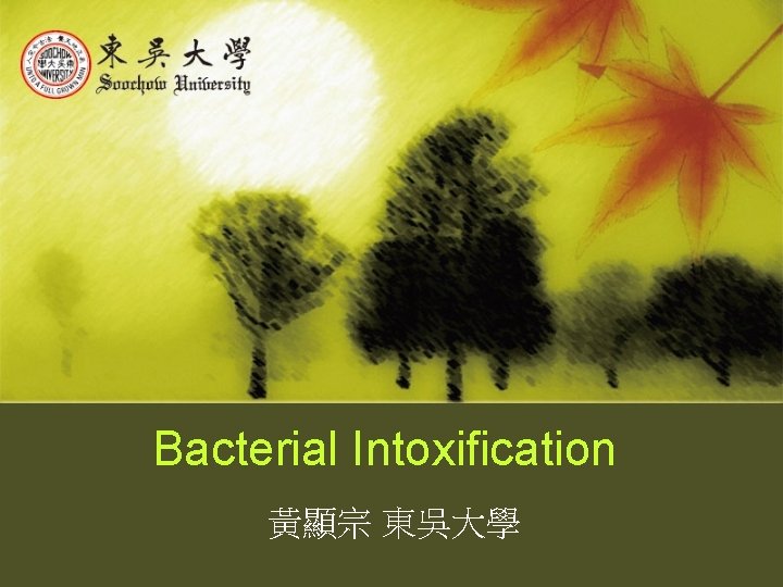 Bacterial Intoxification 黃顯宗 東吳大學 