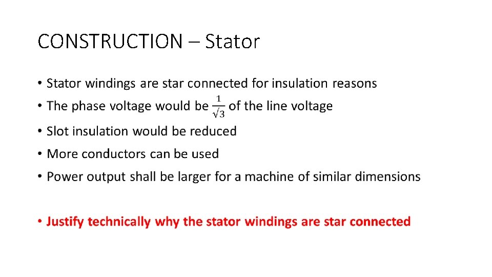 CONSTRUCTION – Stator • 