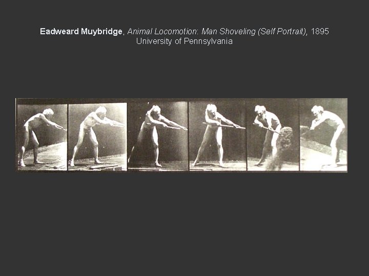 Eadweard Muybridge, Animal Locomotion: Man Shoveling (Self Portrait), 1895 University of Pennsylvania 