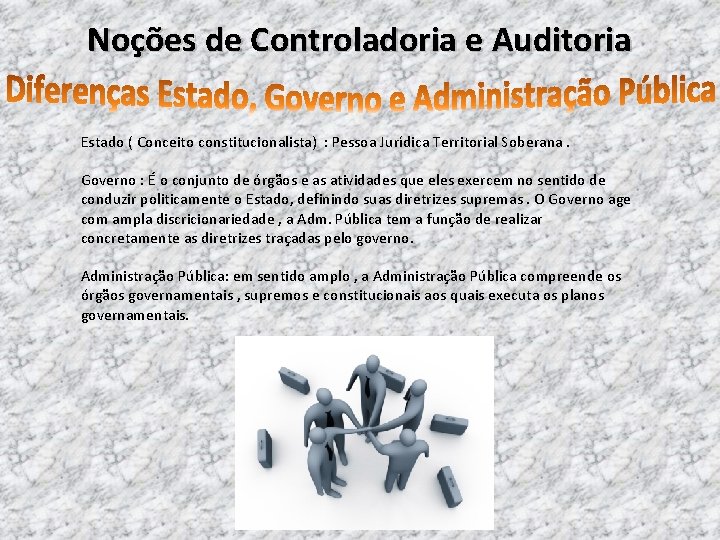 Noções de Controladoria e Auditoria Estado ( Conceito constitucionalista) : Pessoa Jurídica Territorial Soberana.