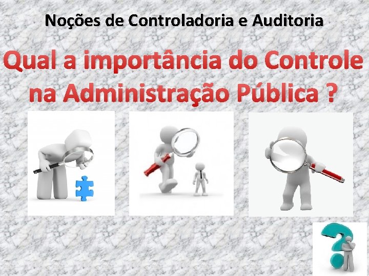 Noções de Controladoria e Auditoria Qual a importância do Controle na Administração Pública ?