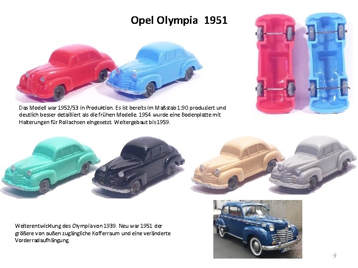 Opel Olympia 1951 Das Modell war 1952/53 in Produktion. Es ist bereits im Maßstab
