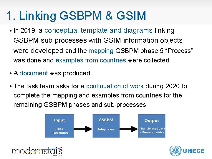 1. Linking GSBPM & GSIM • In 2019, a conceptual template and diagrams linking