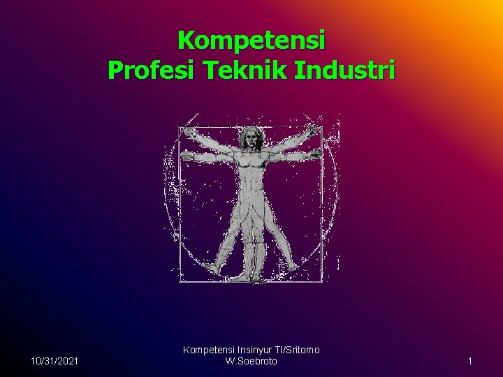 Kompetensi Profesi Teknik Industri 10/31/2021 Kompetensi Insinyur TI/Sritomo W. Soebroto 1 