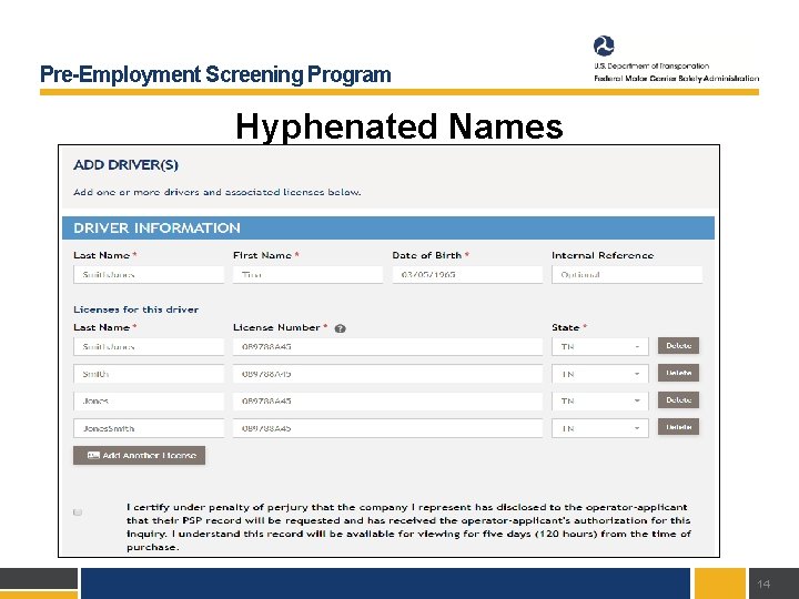 Pre-Employment Screening Program Hyphenated Names 14 