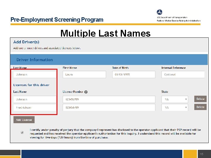 Pre-Employment Screening Program Multiple Last Names 15 