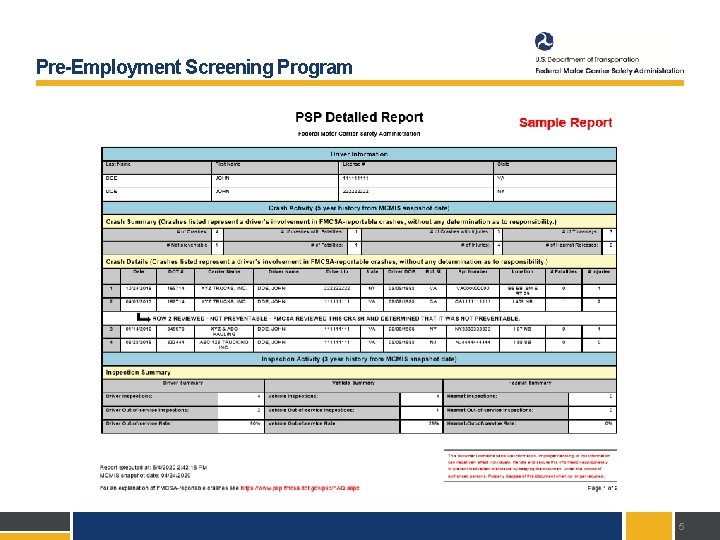 Pre-Employment Screening Program 5 
