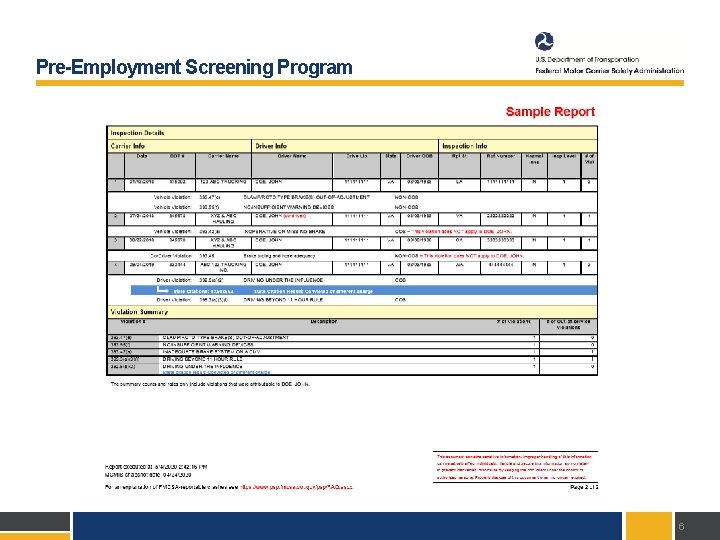 Pre-Employment Screening Program 6 