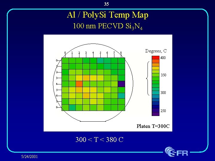 35 Al / Poly. Si Temp Map 100 nm PECVD Si 3 N 4