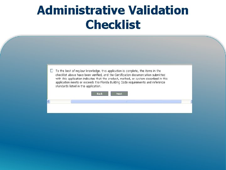 Administrative Validation Checklist 