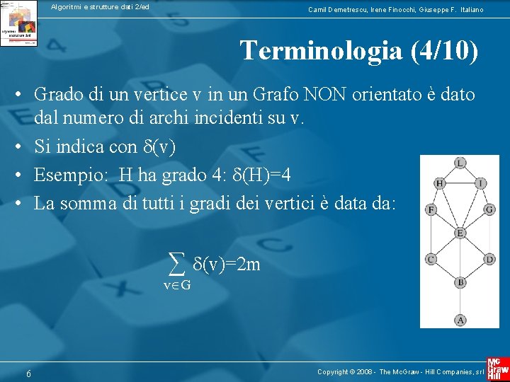 Algoritmi e strutture dati 2/ed Camil Demetrescu, Irene Finocchi, Giuseppe F. Italiano Terminologia (4/10)