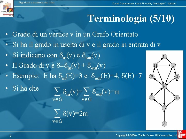 Algoritmi e strutture dati 2/ed Camil Demetrescu, Irene Finocchi, Giuseppe F. Italiano Terminologia (5/10)