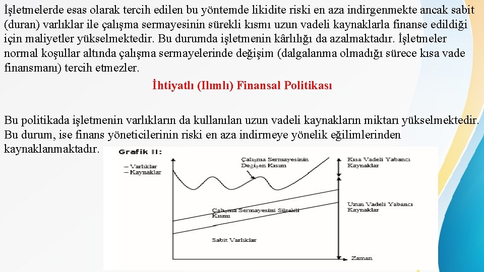 İşletmelerde esas olarak tercih edilen bu yöntemde likidite riski en aza indirgenmekte ancak sabit