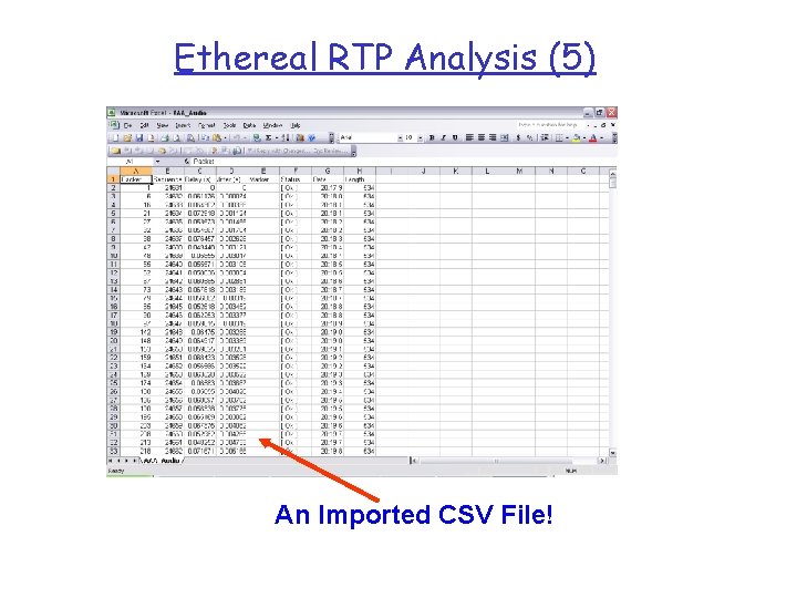 Ethereal RTP Analysis (5) An Imported CSV File! 