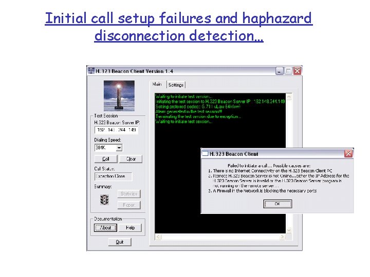 Initial call setup failures and haphazard disconnection detection… 