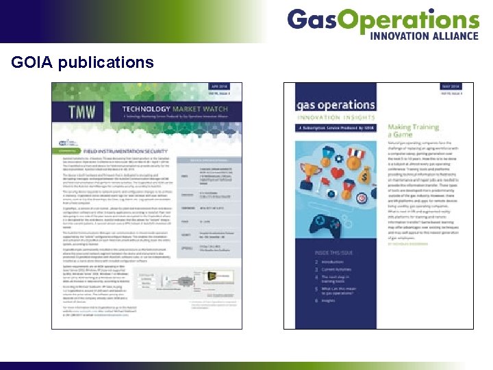 Overview of Innovation in Gas Distribution Operations Recent