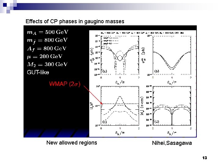 Effects of CP phases in gaugino masses New allowed regions Nihei, Sasagawa 13 