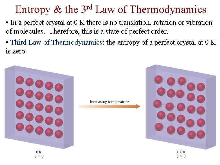 Entropy & the 3 rd Law of Thermodynamics • In a perfect crystal at