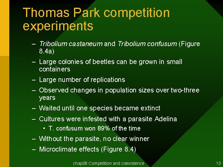 Thomas Park competition experiments – Tribolium castaneum and Tribolium confusum (Figure 8. 4 a)