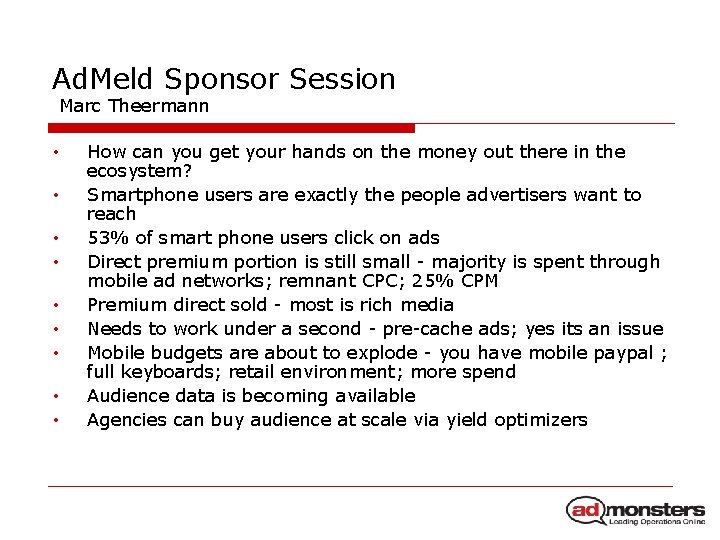 Ad. Meld Sponsor Session Marc Theermann • • • How can you get your