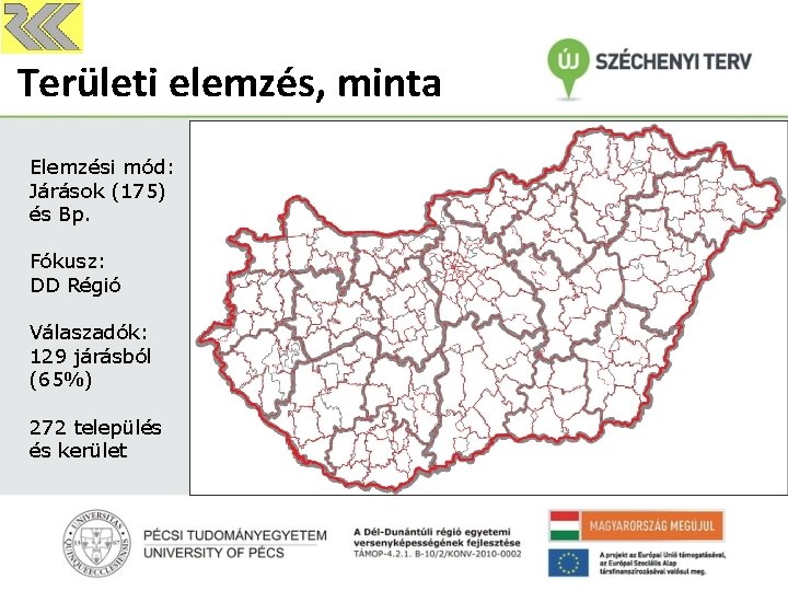 Területi elemzés, minta Elemzési mód: Járások (175) és Bp. Fókusz: DD Régió Válaszadók: 129