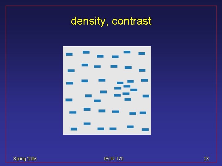 density, contrast Spring 2006 IEOR 170 23 