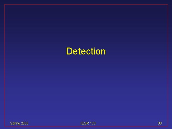 Detection Spring 2006 IEOR 170 30 
