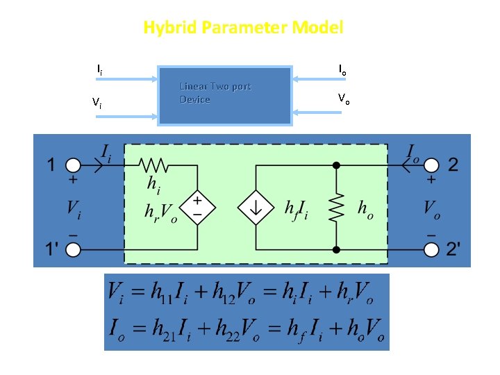 Hybrid Parameter Model Ii Vi Io Linear Two port Device Vo 