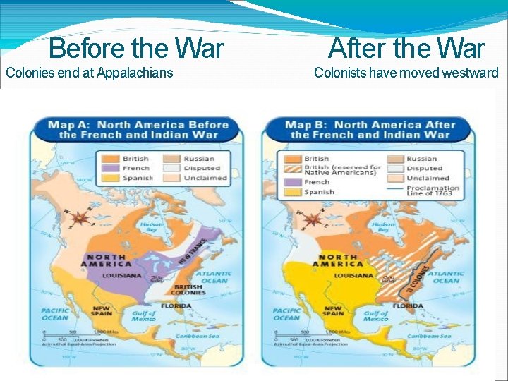 Before the War Colonies end at Appalachians After the War Colonists have moved westward