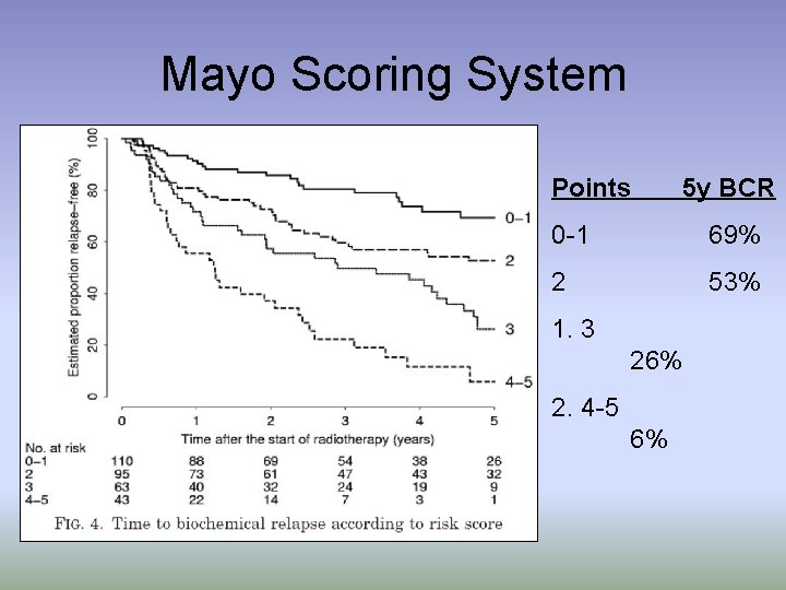 Mayo Scoring System Points 5 y BCR 0 -1 69% 2 53% 1. 3