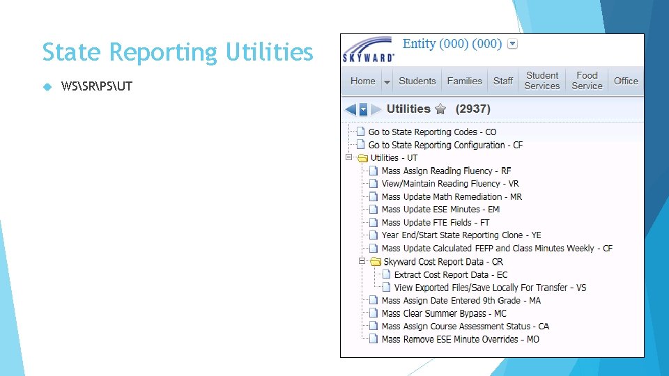 State Reporting Utilities WSSRPSUT 