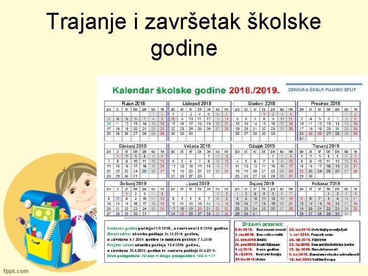 Trajanje i završetak školske godine 