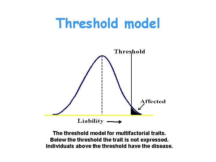Threshold model The threshold model for multifactorial traits. Below the threshold the trait is